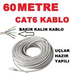 60 Metre İnternet Kablosu Cat6 Kalin Bakir Kablo Ethernet İnternet Modem Bi̇lgi̇sayar Kablosu