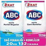 Abc Matik Toz Çamaşır Deterjanı 20Kg (2Pkx10Kg) Canlı Renkler + Dağ Ferahlığı Parlak Beyazlar