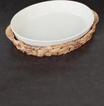 Acar Royal Oval Porselen Hasır Sepet 33 Cm Fırın Kabı Beyaz