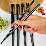 Adil Baba Özel Siyah Desenli 5 Çift Bambu Chopstick Çin Çubuğu