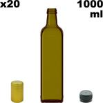 Afracam Maraska Yeşil 1000 Ml Cam Şişe Kapak Kapüşon 20 Adet