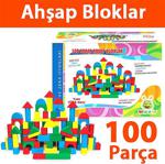 Ahşap Oyuncak 100 Parça Blok Kr085 - Eğitici Oyuncaklar - Ahşap Renkli Blok - Ahşap Bloklar