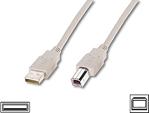 Ak-300102-030-E Usb 2.0 Bağlantı Kablosu, Usb A Erkek - Usb B Erkek, 3 Metre, Awg 28, Ul, Bej Renk