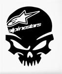 Alpinestars Kurukafa Siyah Beyaz Motosiklet Sticker