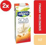 Alpro 1 Lt 2'Li Paket Şekersiz Soya Sütü