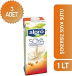 Alpro 1 Lt 3'Lü Paket Şekersiz Soya Sütü