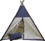 Altev Ahşap Çoçuk Çadırı Kızılderili Çadırı Oyun Evi Kamp Çadırı - Puantiyeli - Lacivert