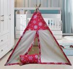 Altev Lacivert Kartaneli Ahşap Çocuk Çadırı Kızılderili Çadırı Oyun Evi Oyun Çadırı Kamp Çadırı Rüya Ev