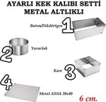 Amel Home Ayarlanabilir Ayarlı Yuvarlak Kare Ve Baton/Dikdörtgen (6 Cm) Kek Ekmek Kalıbı Çemberi Metal Altlık