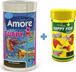 Amore Guppy 1000Ml Ve Ahm Guppy 250Ml Lepistes Moli Kılıç Melek Tetra Akvaryum Balık Yemi