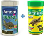 Amore Turtle Sticks 250Ml + Ahm Turtle 250Ml Vitamin Kalsiyum Mineral Plus Sürüngen Ve Kaplumbağa Yemi