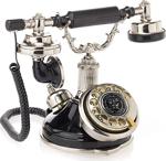 Anna Bell Villa Stork Siyah Gümüş Çevirmeli Telefon