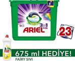 Ariel Parlak Renkler 3'ü 1 Arada Pods 23 Yıkama Jel Kapsül + Fairy 675 ml Sıvı Bulaşık Deterjanı