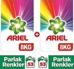 Ariel Parlak Renkler 8 Kg 2'Li Paket Renkliler Için Toz Çamaşır Deterjanı