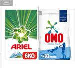 Ariel Toz Çamaşır Deterjanı Dag Esintisi 6 Kg + Omo Matik Active Fresh 6 Kg