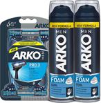 Arko Men T3 Pro 6'lı + Cool Tıraş Köpüğü 2'li 200 ml Tıraş Bıçağı Seti