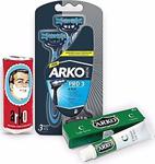 Arko Tıraş Sabunu 75Gr Ve Arko Men T3 3'Lü Tıraş Bıçağı Ve Arko Klasik 20Cc Krem