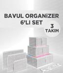 Arsimo 3 Takım 6'Lı Bavul Organizer Valiz Düzenleyici Set Çizgili Dolap Çekmece