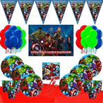 Avengers Afişli Yenilmezler 16 Kişilik Doğum Günü Parti Süsleri Malzemeleri Seti