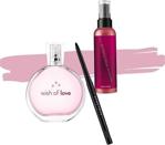 Avon Wish Of Love + Attraction Sensation Vücut Spreyi + Glimmerstick Suya Dayanıklı Göz Kalemi