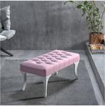 Azra Kapitoneli Ayak Ucu, Kapı Önü, Antre Bench Puf, 90X45, Pembe