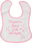 Babix Teyzem Beni Çok Seviyoo Yazılı Mama Önlüğü Pembe