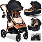 Baby Home 946 Single-To Amortisörlü 6 In 1 Travel Sistem Bebek Arabası Gold-Kahverengi