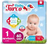 Baby Turco 1 Numara Yenidoğan Jumbo Paket 60'lı Bebek Bezi