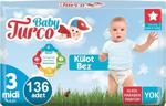 Baby Turco 3 Numara Midi 34'lü 4 Paket Külot Bez