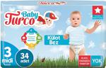 Baby Turco 3 Numara Midi 34'lü Külot Bez