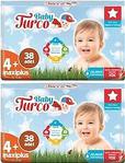 Baby Turco 4+ Numara Maxi Plus 38'li 2 Paket Bebek Bezi