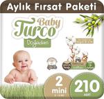 Baby Turco Doğadan Bebek Bezi 2 Numara Mini Aylık Fırsat Paketi 210 Adet