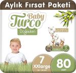 Baby Turco Doğadan Bebek Bezi 7 Numara Xxlarge Aylık Fırsat Paketi 80 Adet