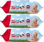 Baby Turco Islak Havlu Mendil Klasik Plastik Kapaklı 3'Lü Set 300 Yaprak