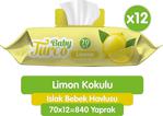 Baby Turco Limon Kokulu 70 Yaprak 12'Li Paket Islak Bebek Havlusu