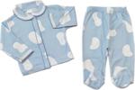 Babybebe Mavi Penye Kumaş Damalı Kız Bebek Pijama Takımı