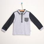 Babyz Minikareli İki İp Uzun Kol Polo Yaka Tek Sweatshirt 6 Ay