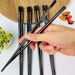 Bambu Siyah Chopstick 5 Çift Ahşap Desenli Çin Çubuğu