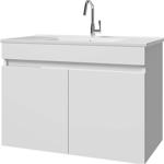 Banos Ld3 Ayaksız 2 Kapaklı Lavabolu Beyaz Mdf 85 Cm Banyo Dolabı - 570 x 850 x 455 Cm