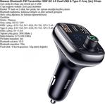 BASEUS BLUETOOTH FM TRANSMITTER 36W QC 4.0 DUAL USB & TYPE-C ARA