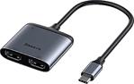 Baseus Enjoy Serisi Type-C To Hdmi 2+Pd Hd Intelligent Hub Adaptör, Gri