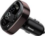 Baseus T Typed S-09 Bluetooth Fm Transmitter Çift Araç Şarj Aleti CALL-TM12 - Kahverengi