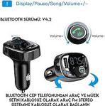 Baseus T typed S-09 Bluetooth FM Transmitter Çift Usb Araç Şarj A