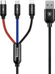 Baseus Three Primary Colors 3in1 3.5A 1.2 m Micro USB + Type-C + Lightning Şarj Kablosu