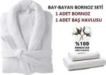 Bay - Bayan Beyaz Bornoz Seti̇ ! 1 Ad Bornoz + 1 Ad Baş Havlusu !