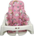 Bebek Özel Bebek Çocuk Mama Sandalyesi Minderi Pembe Unicorn Desenli