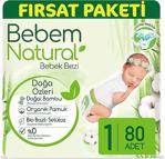 Bebem Natural Bebek Bezi 1 Beden Yenidoğan 80 Adet