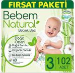 Bebem Natural Bebek Bezi 3 Beden Midi 102 Adet