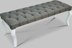 Berrado Beyaz Ayaklı 120 Cm Kapitoneli Lüks Bench Puf Grey