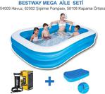 Bestway Jumbo Boy Deluxe Dikdörtgen Şişme Aile Havuz Seti̇, Pompa+Kapama Örtüsü (305X183X56Cm)-54009